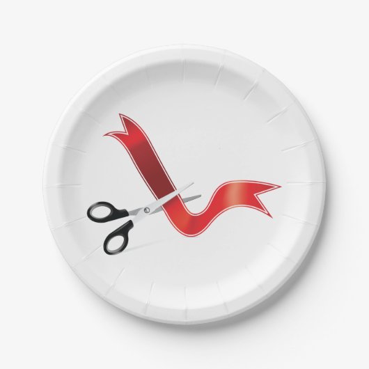 Große Eröffnungs-Feierlichkeiten Scheren Schneiden Pappteller (Vorderseite)