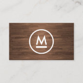 Große erste moderne Monogramm auf braunem Holz Visitenkarte (Vorderseite)