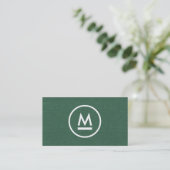 Große erste moderne Monogramm auf Grünleinen Visitenkarte (Stehend Vorderseite)