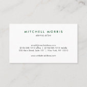 Große erste moderne Monogramm auf Grünleinen Visitenkarte (Rückseite)