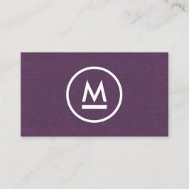 Große erste moderne Monogramm auf Lila Linen Visitenkarte