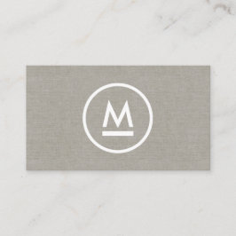 Große erste moderne Monogramm auf Taupe Linen Visitenkarte