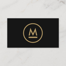 Große erste moderne Monogramm in Gold auf schwarz Visitenkarte
