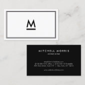 Große erste moderne Monogramm in Schwarz und Weiß Visitenkarte (Vorne/Hinten)
