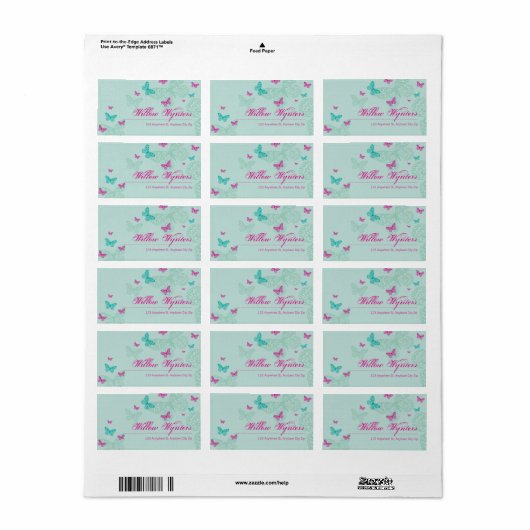 GROSSE ETIKETT SIEGEL:: Schmetterlinge 5 Adressaufkleber (Vorne)
