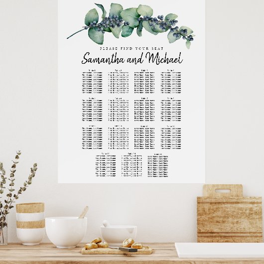 Große Eukalyptus Berry 15-Tisch-Sitzkarte Poster (Küche)