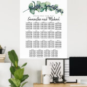 Große Eukalyptus-Botanische 19-Tisch-Sitzkarte Poster (Heimbüro)