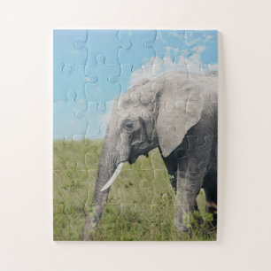 Große Exotic Graue Elefantenwanderung Puzzle