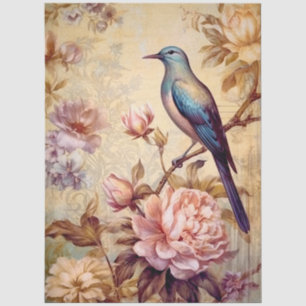 Große Exotische Elegante Florale Vogel Möbel Seidenpapier