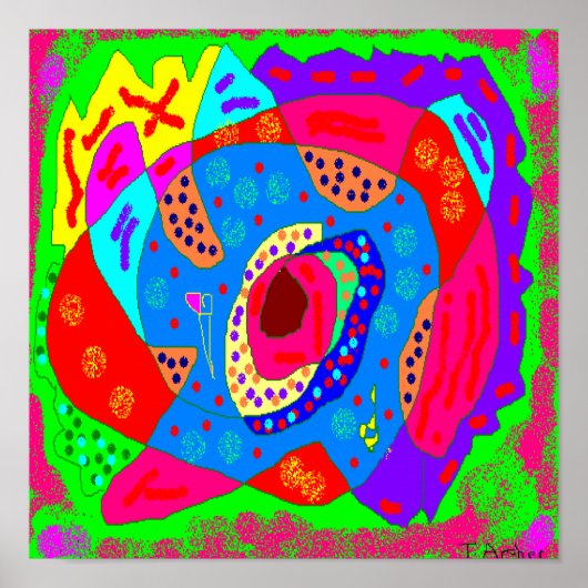 Große Farbe Große Spaß Kunst abstraktes Poster (Vorne)