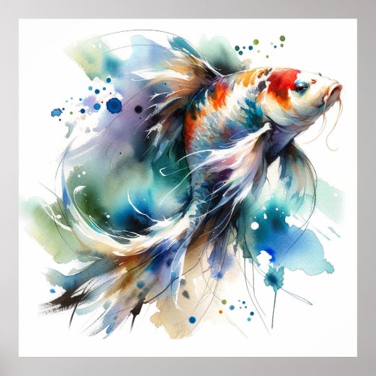 Grosse farbenfrohe Koi Fisch Kunst, Dichtung und M Poster (Vorne)