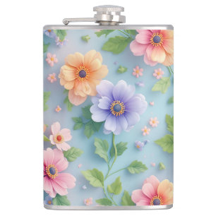 Große farbenfrohe Papierblumen Flachmann