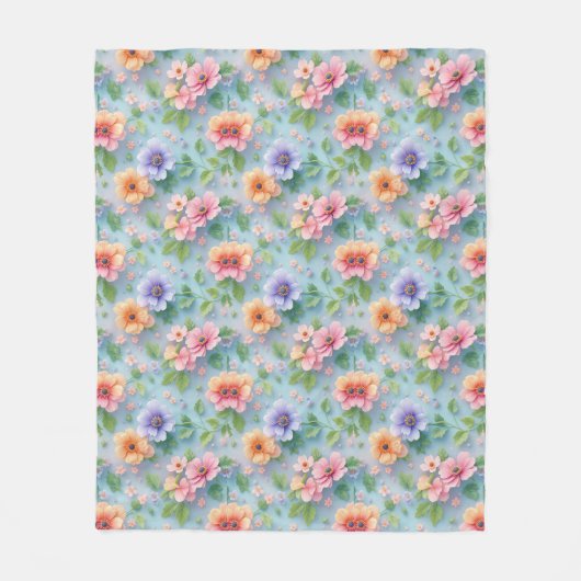 Große farbenfrohe Papierblumen Fleecedecke (Vorderseite)