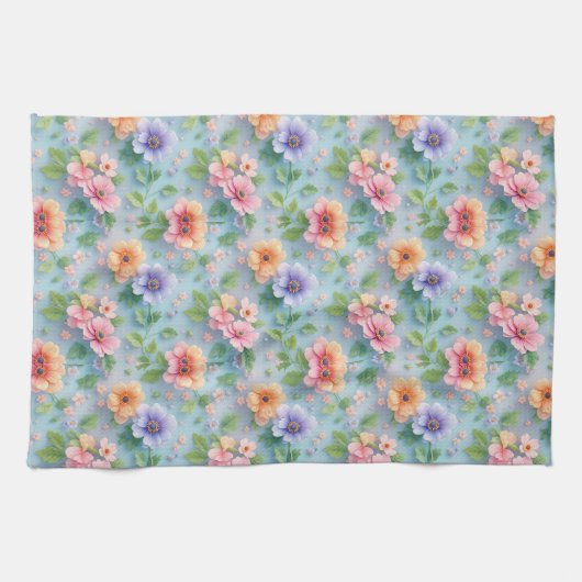 Große farbenfrohe Papierblumen Geschirrtuch (Horizontal)