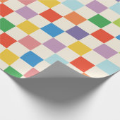 Große Farbenfrohe Rainbow-Schachbrettmuster Geschenkpapier (Ecke)