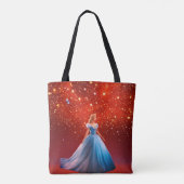 Große farbenfrohe Sterne auf einem dunkelroten Hin Tasche (Rückseite)