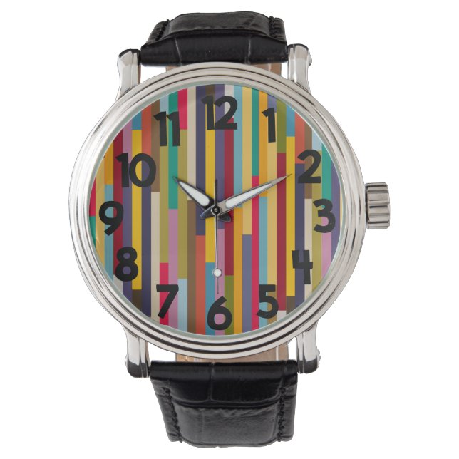 Große farbenfrohe Streifen Armbanduhr (Vorderseite)
