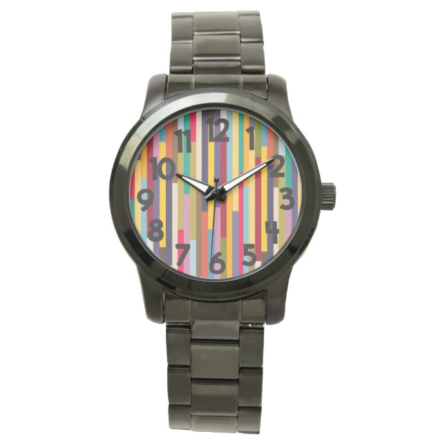 Große farbenfrohe Streifen Armbanduhr (Vorderseite)