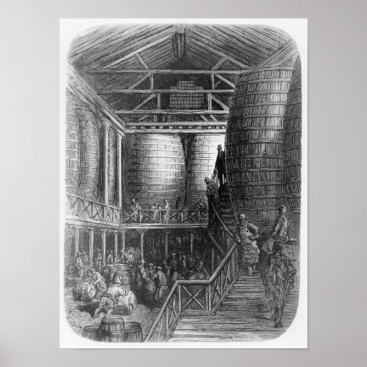 Große Fässer in einer Brauerei Poster (Vorne)