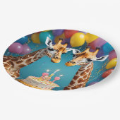 **"Große Feiern: Geburtstagsbash einer Giraffe"** Pappteller (Schrägansicht)