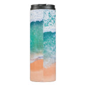 Große, feine blaue Monogramm, Strand-Szene Thermosbecher (Rückseite)