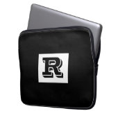 Große, fett ausgekleidete schwarze Monogramm, schw Laptopschutzhülle (Vorderseite Links)