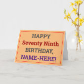 Große, fette, 79. Geburtstagskarte Karte (Gelbe Blume)