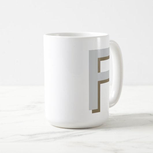 Große, fette Monogramm-Initial Kaffeetasse (VorderseiteRechts)