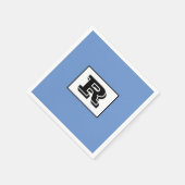 Große, fette, schwarze Monogramm, blau Serviette (Ecke)