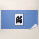 Große, fette, schwarze Monogramm, blau Strandtuch (Vorderseite)