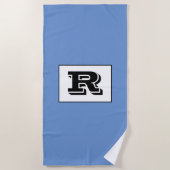 Große, fette, schwarze Monogramm, blau Strandtuch (Vorderseite)