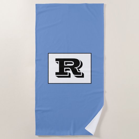 Große, fette, schwarze Monogramm, blau Strandtuch (Vorderseite)
