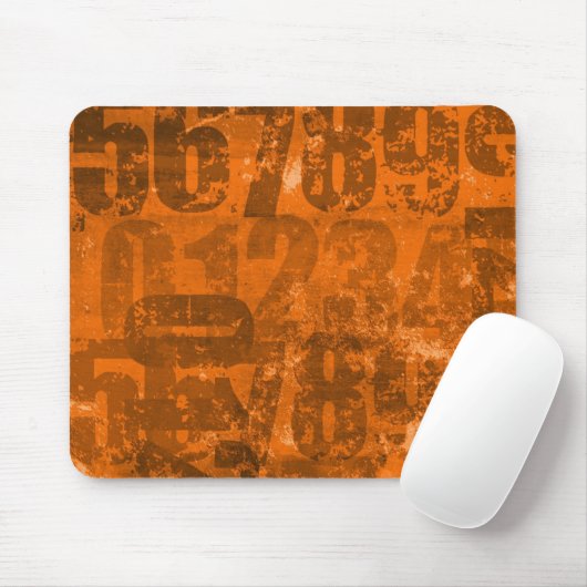 Große fette Zahlen auf brauner Orangengrunge Textu Mousepad (Mit Mouse)