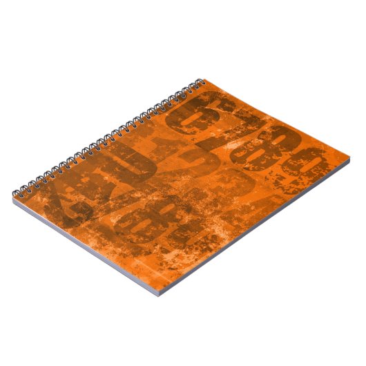 Große fette Zahlen auf brauner Orangengrunge Textu Notizblock (Linke Seite)