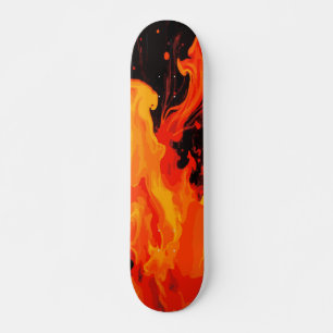 Große Feuerflamme Abstrakte Kunst auf Schwarz Skateboard