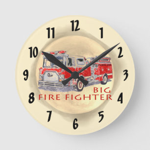 Große Feuerwehr-Feuerwehrmann-Uhr Runde Wanduhr