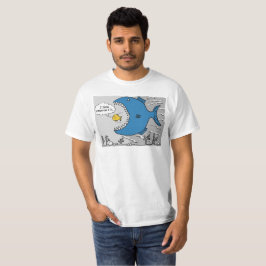 Große Fische, die kurz davor stehen, einen kleiner T-Shirt