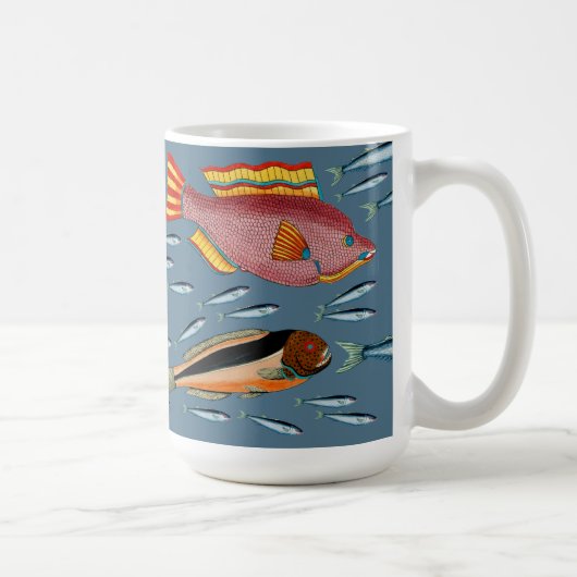 Große Fische essen die kleinen Fische Kaffeetasse (Rechts)