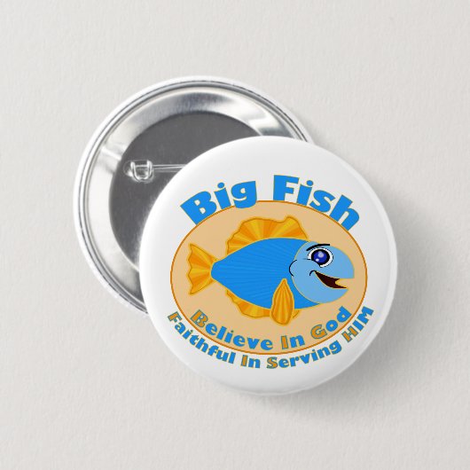 Große Fische glauben an Gott Button (Vorne & Hinten)