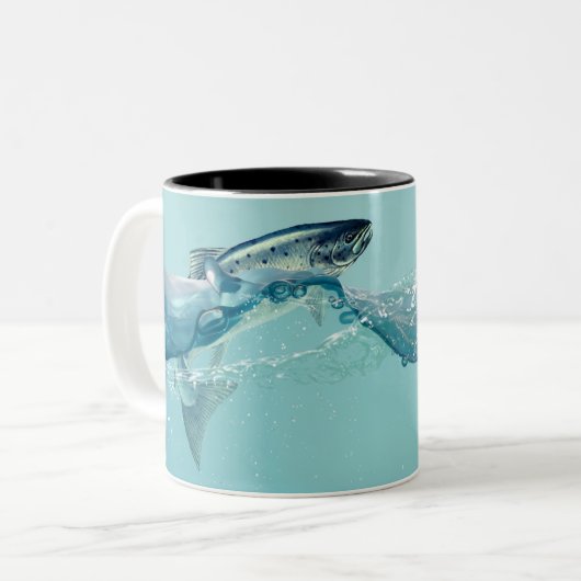 Große Fische im Wasser Zweifarbige Tasse (Vorderseite Links)