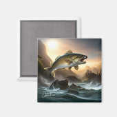 Große Fische in Rapiden Magnet (Vorderseite/Rückseite)
