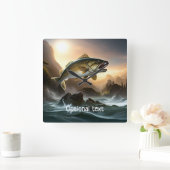 Große Fische in Rapiden Quadratische Wanduhr (Zuhause)