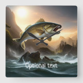 Große Fische in Rapiden Quadratische Wanduhr (Vorderseite)