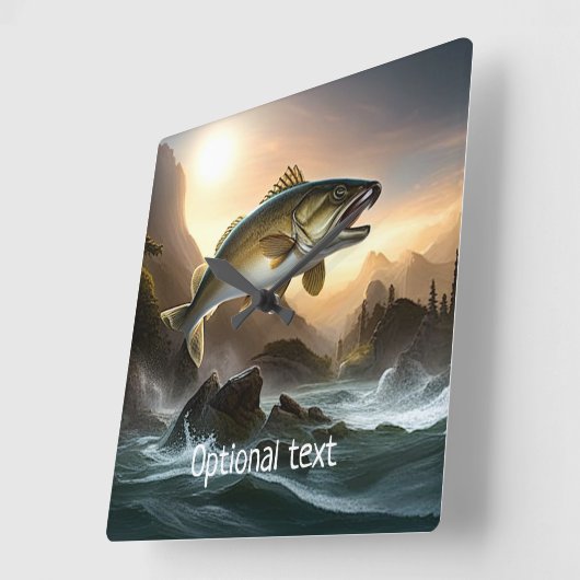 Große Fische in Rapiden Quadratische Wanduhr (Winkel)