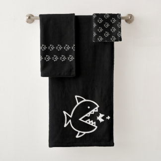Große Fischfische Schwarz-weiß Badhandtuch Set