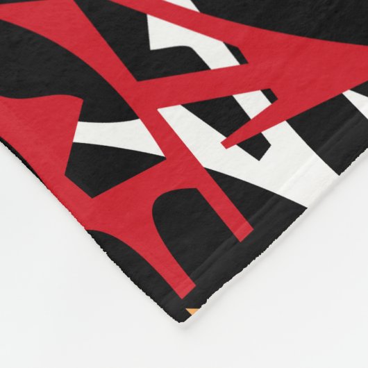 Große Fleece Blanke, modern, abstrakt, rot, schwar (Ecke)