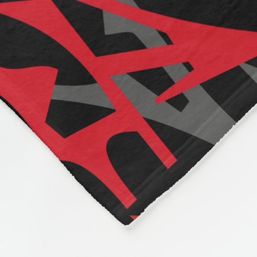 Große Fleece Blanke, modern, abstrakt, rot, schwar (Ecke)