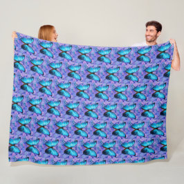 Große Fleece Blanket Blauer Schmetterling/Lavendel