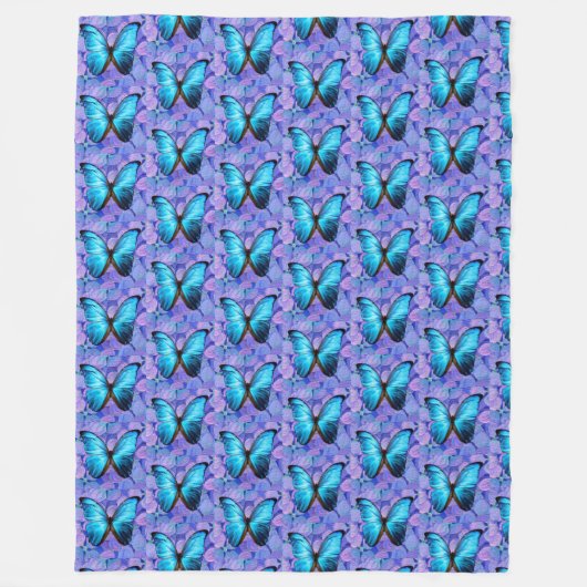 Große Fleece Blanket Blauer Schmetterling/Lavendel (Vorderseite)