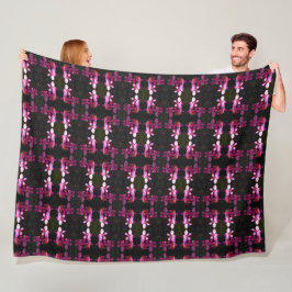 Große Fleece Blanket Lila Orchideen/Schwarz